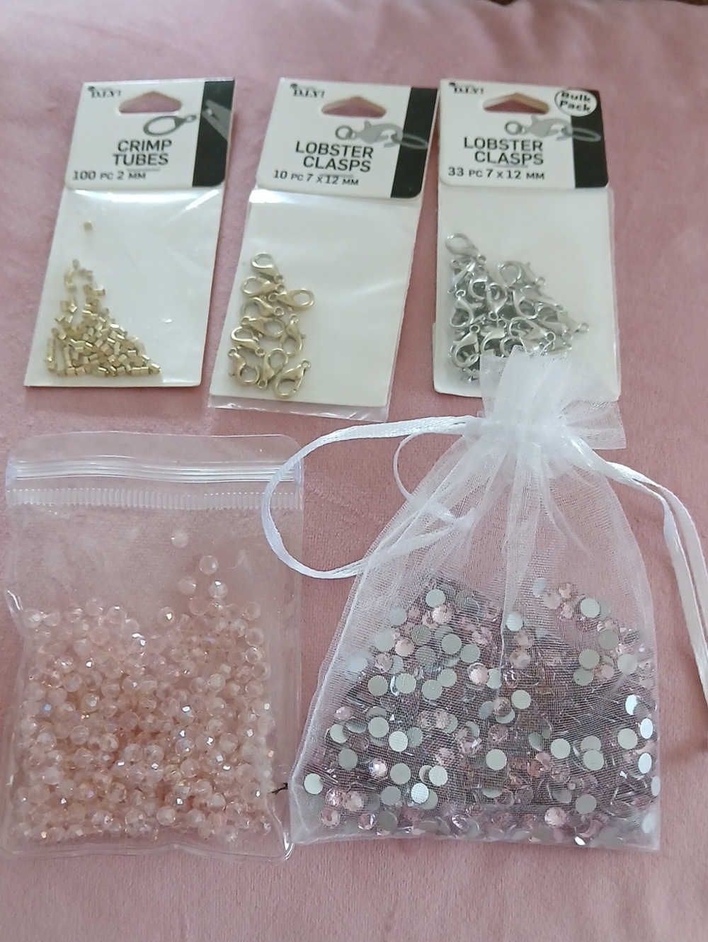 Craft Jewelry Findings and Pink Rhinestones Party Kit - Unbranded